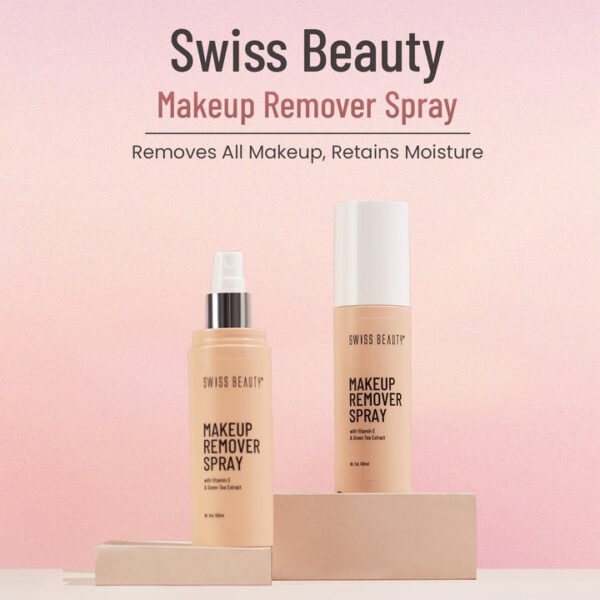 SWISS BEAUTY MAKEUP REMOVER SPRAY with vitamin E and green tea extract deeply cleanses dirt & waterproof makeup genral on skin