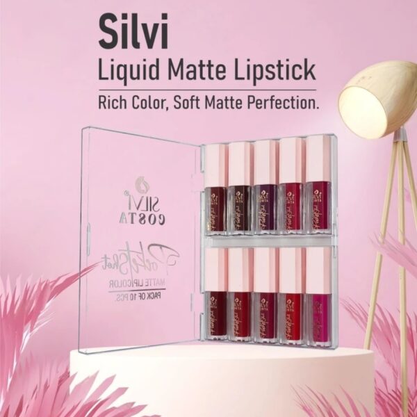 Silvi New Limited Edition Set of 10 Matte Liquid Mini Lipstick For Women - Long Lasting Waterproof Non-Transfer