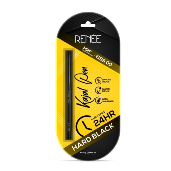 RENEE KAJAL PEN SMUDHE PROOF WATERPROOF WITH SHARPENER LAST UP TO 24 HOURS HARD BLACK 35g